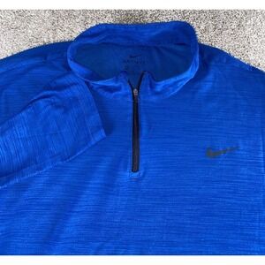 Nike Element Running Mens XXL Windbreaker Pullover 1/4 Zip Dri Fit Blue Stretch
